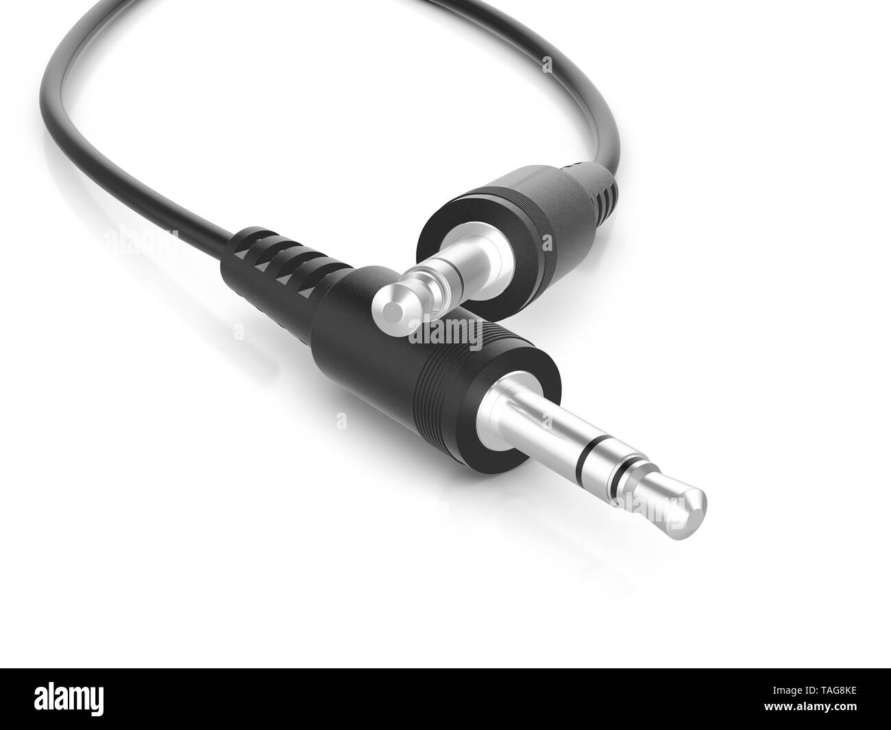 Prese jack stereo su uno sfondo bianco. 3d'illustrazione. Foto Stock