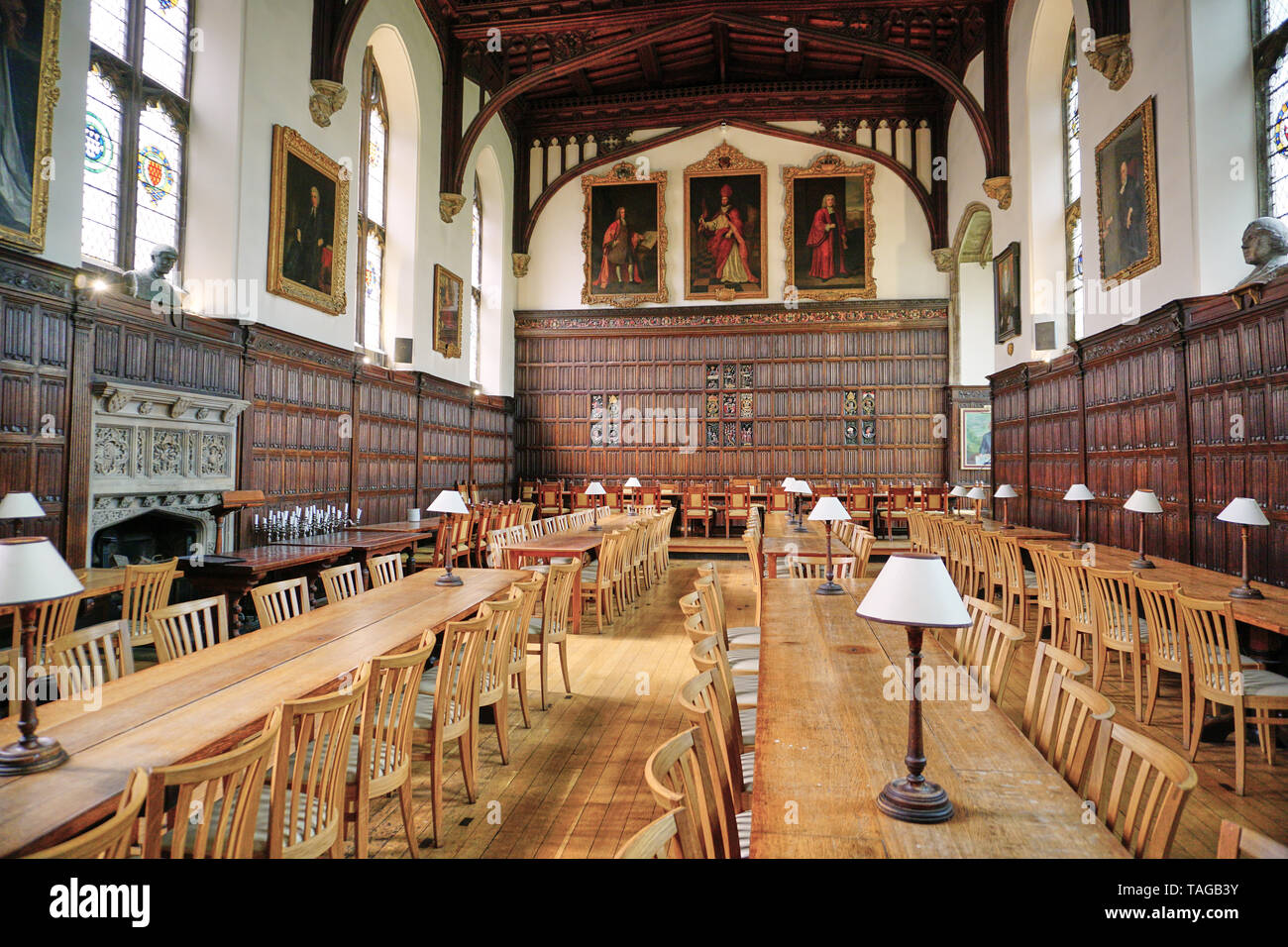 Sala medievale nel prestigioso Magdalen College di Oxford Foto Stock