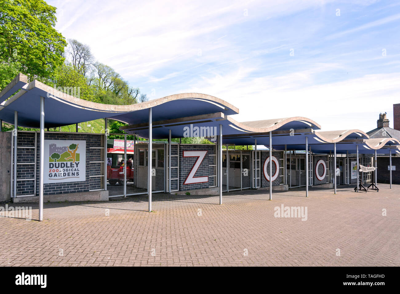 Ingresso a Dudley Zoological Gardens, Castle Hill, Dudley, West Midlands, England, Regno Unito Foto Stock