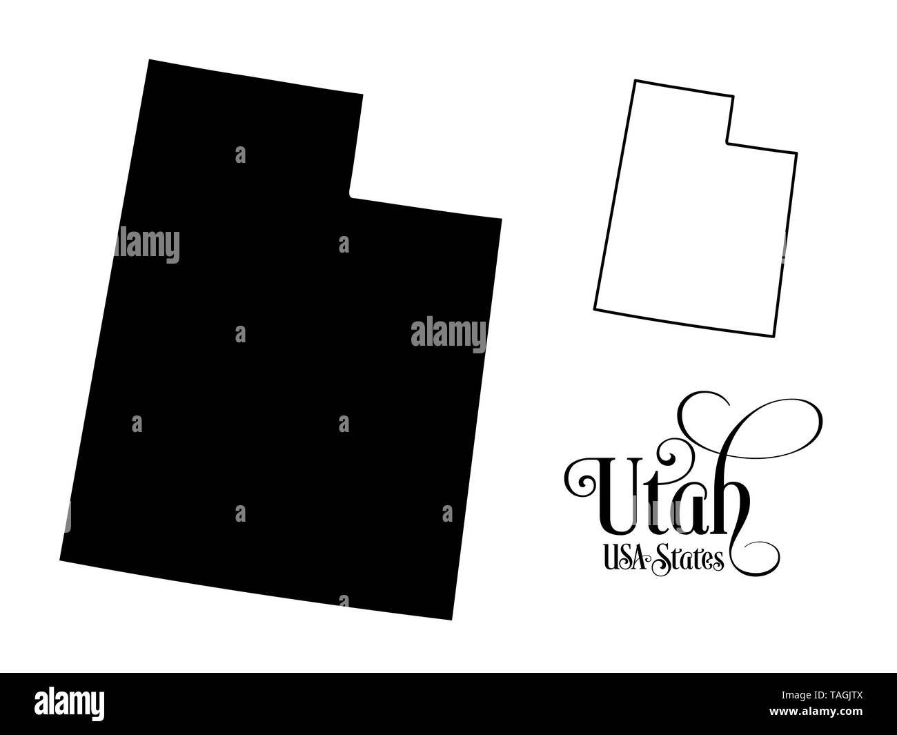 Mappa degli Stati Uniti d'America (USA) Stato dello Utah - Illustrazione su sfondo bianco. Foto Stock