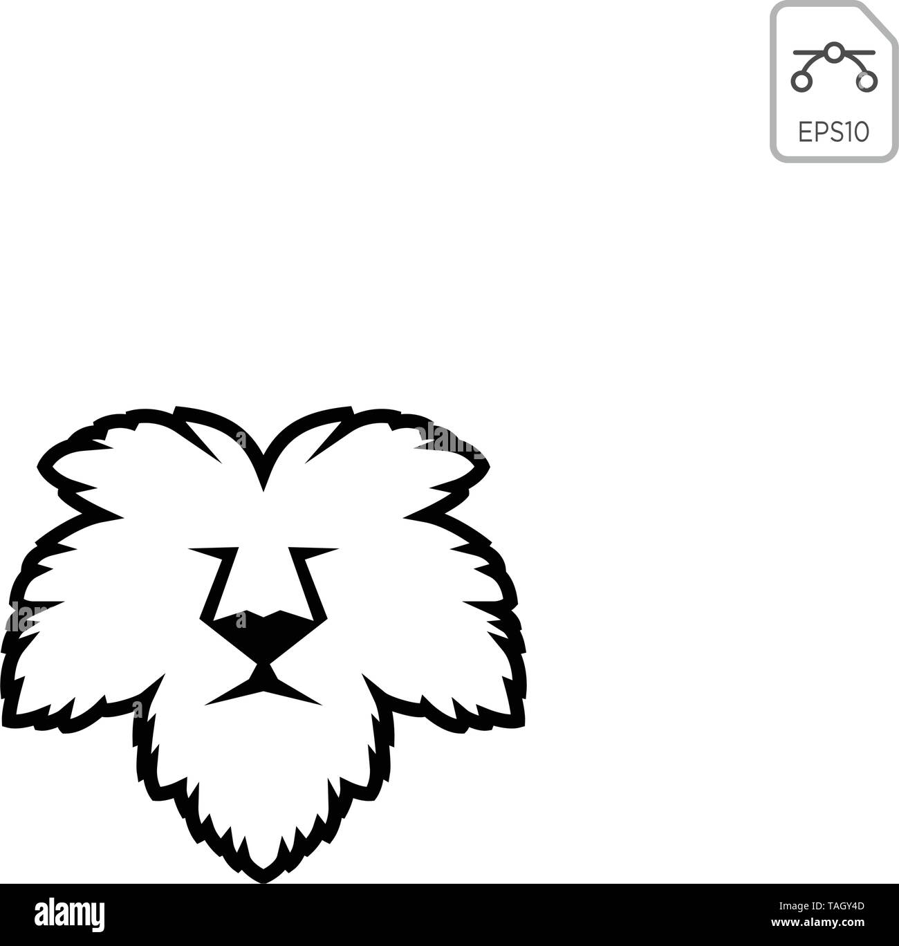 Faccia di leone foglia logo natura modello icona vettore isolato Illustrazione Vettoriale