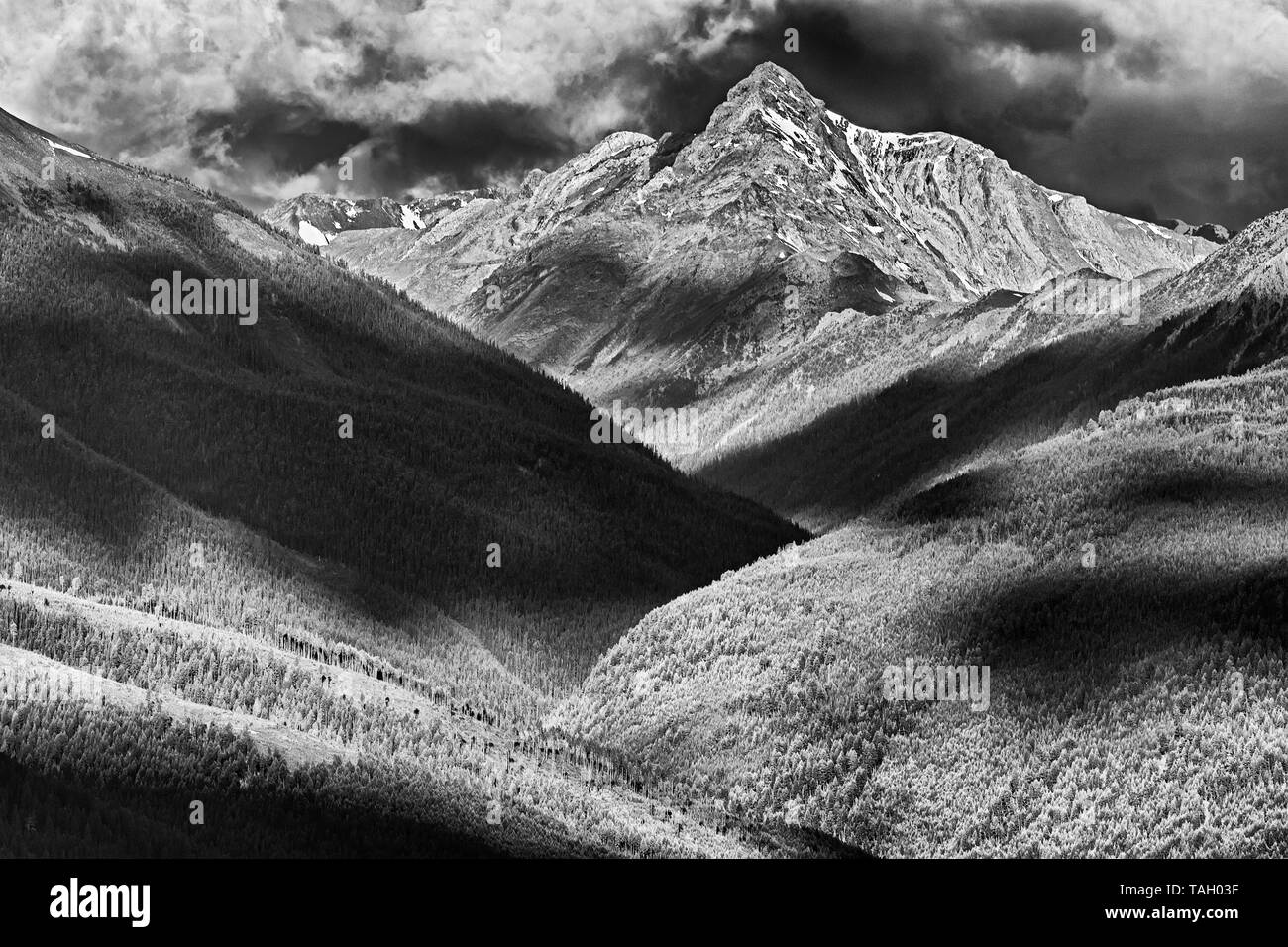 Purcell montagne di sunrise, Radium, British Columbia, Canada Foto Stock