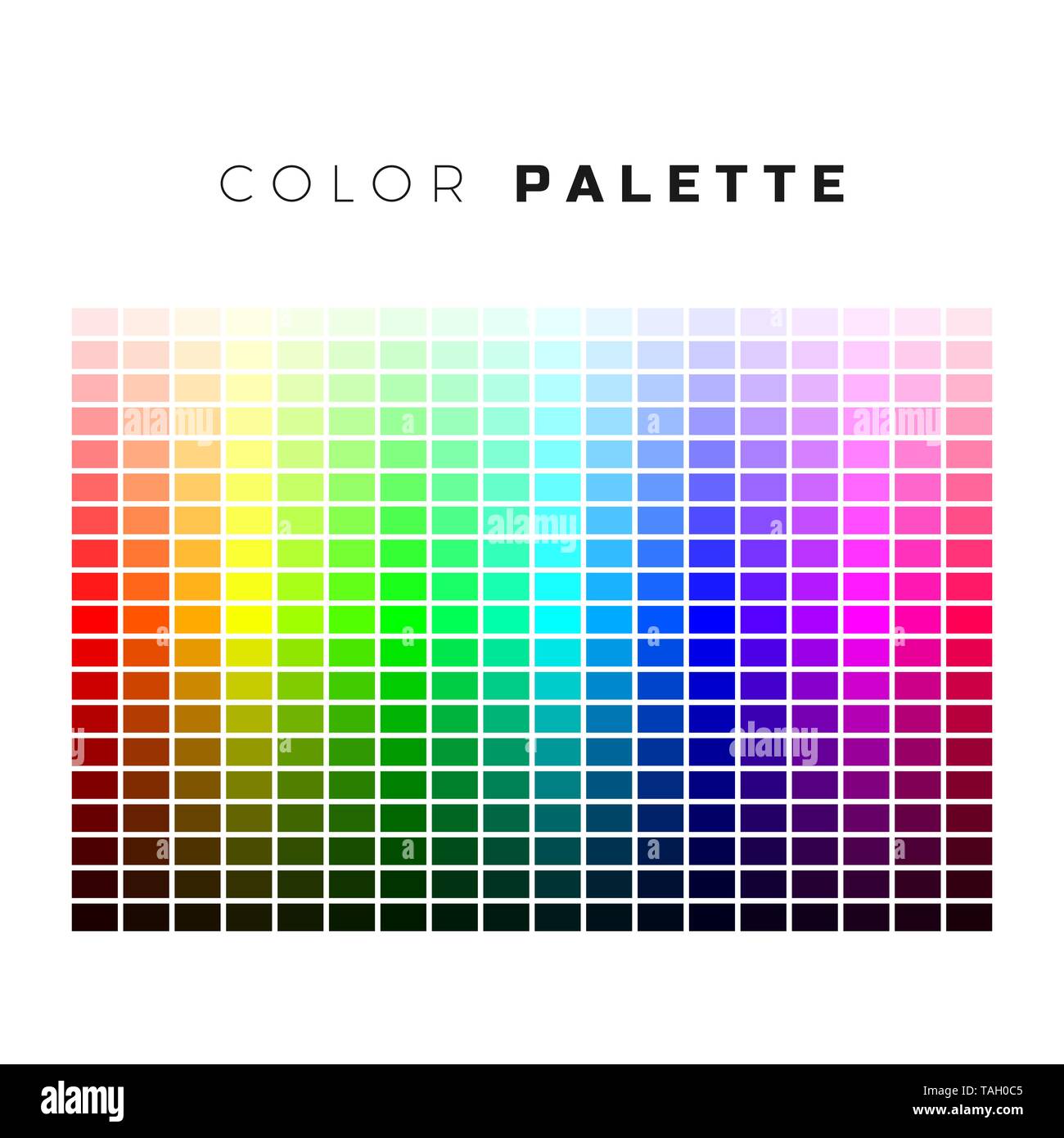 Palette colorate. Set di colori della tavolozza arcobaleno. Uno spettro completo di colori. Illustrazione di vettore isolato su sfondo bianco Illustrazione Vettoriale