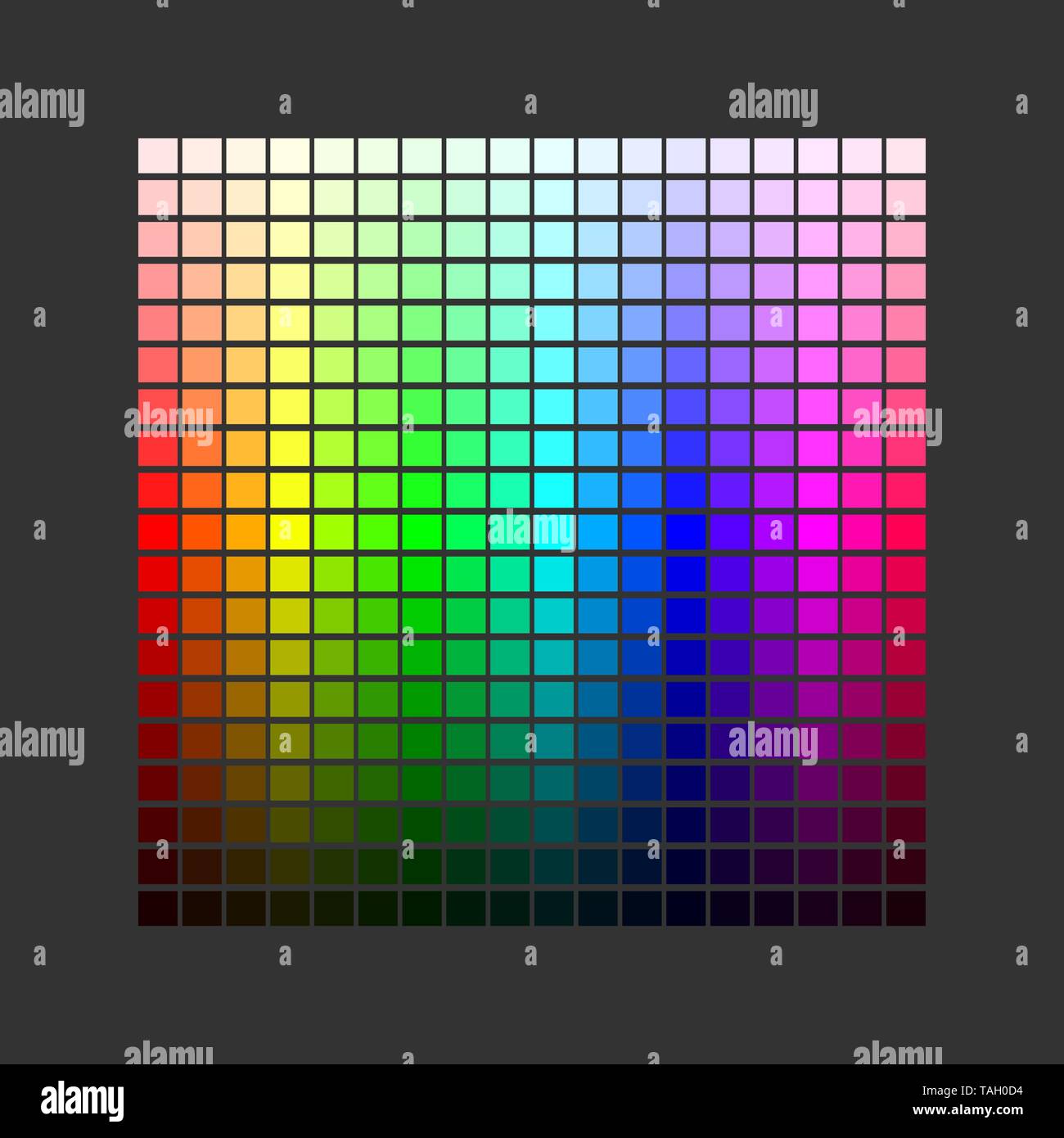 Palette colorate. Set di colori della tavolozza arcobaleno. Illustrazione di vettore isolato su sfondo scuro Illustrazione Vettoriale