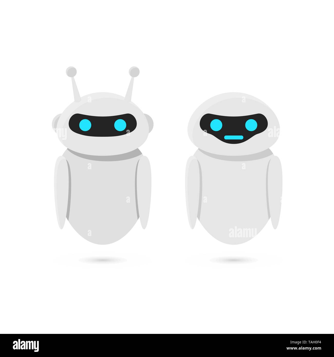 Robot isolati su sfondo bianco. Bot design. Vettore Illustrazione Vettoriale