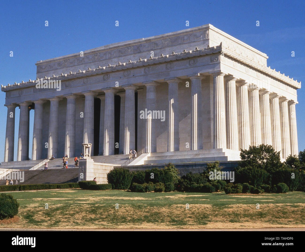 Il Lincoln Memorial, West Potomac Park, National Mall di Washington DC, Stati Uniti d'America Foto Stock