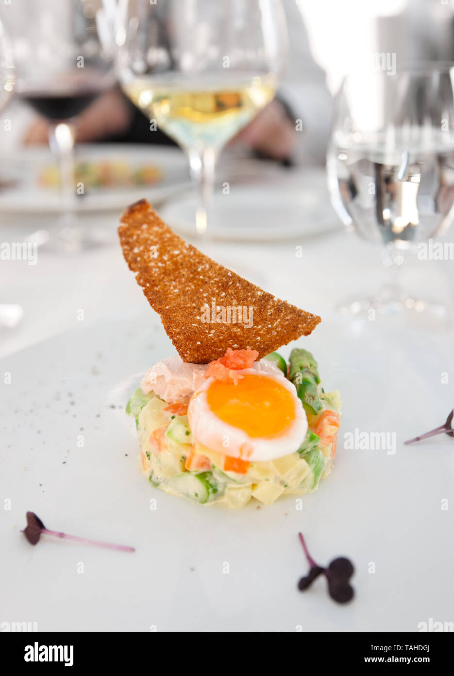 Haute cuisine aperitivo sul ristorante tabella Foto Stock