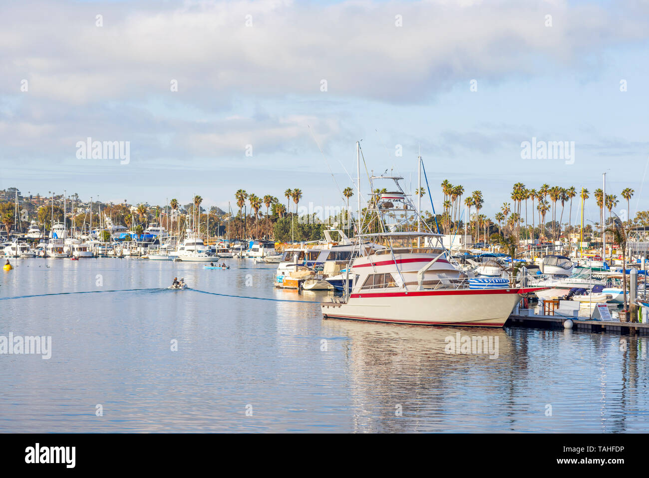 Barca marina at Mission Bay. San Diego, California, Stati Uniti d'America. Foto Stock