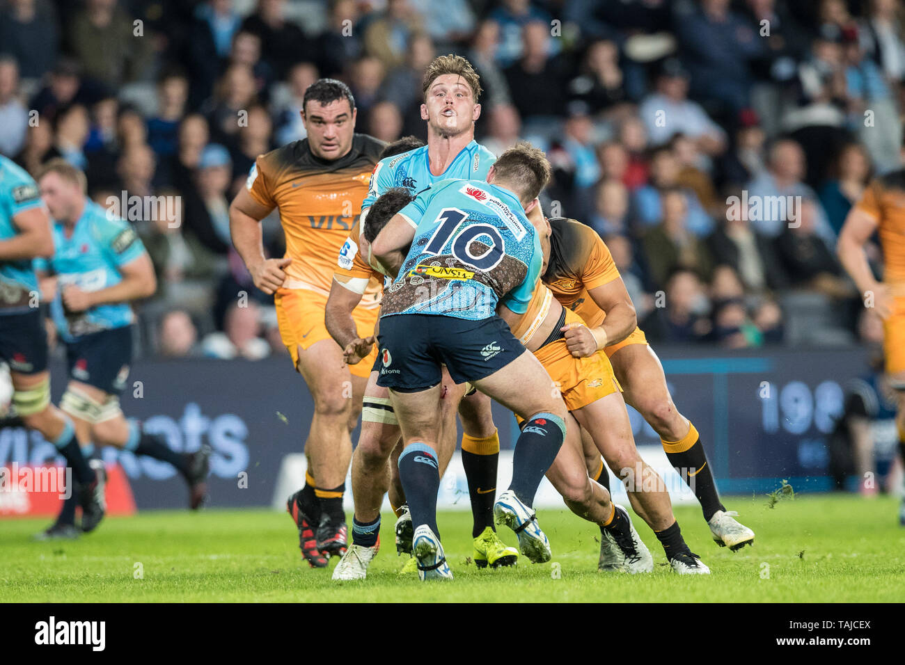 Sydney, Australia. 25 Maggio, 2019. Michael Hooper di Waratahs affronta durante la Super partita di rugby tra Waratahs e Jaguares a Bankwest Stadium, Sydney, Australia il 25 maggio 2019. Foto di Peter Dovgan. Solo uso editoriale, è richiesta una licenza per uso commerciale. Nessun uso in scommesse, giochi o un singolo giocatore/club/league pubblicazioni. Credit: UK Sports Pics Ltd/Alamy Live News Foto Stock