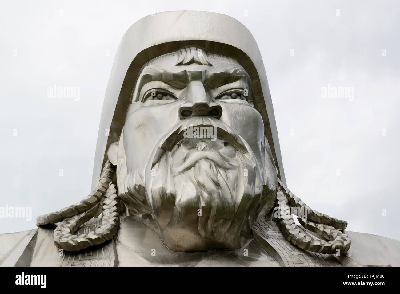 Il Gengis Khan statua equestre, parte di Gengis Khan statua complesso, 54 km a est di Ulaanbaatar, in Mongolia. Foto Stock