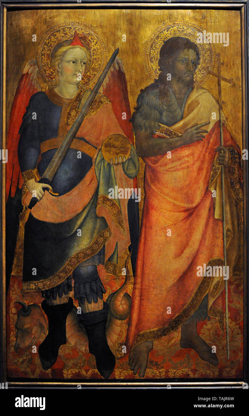 Alvaro Pirez de Evora (ca.1411-1434). Pittore portoghese. San Michele Arcangelo e San Giovanni Battista. Museo Nazionale. Varsavia. La Polonia. Foto Stock