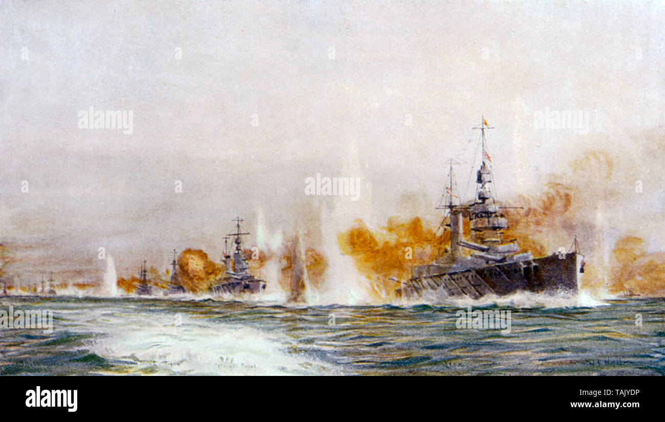 HMS LION come ammiraglia della Royal Navy Grand Fleet in azione durante il WW1 Foto Stock