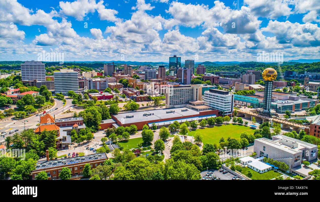 Knoxville, Tennessee, Stati Uniti d'America Skyline antenna. Foto Stock