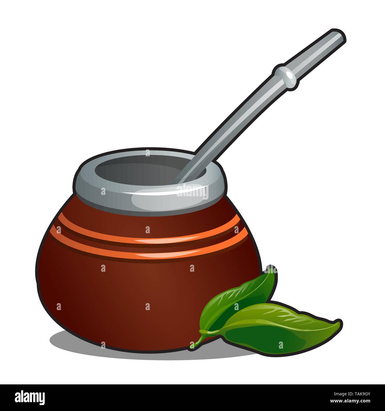 Yerba mate tazza isolata su sfondo bianco. Vettore illustrazione cartoon di  close-up Immagine e Vettoriale - Alamy