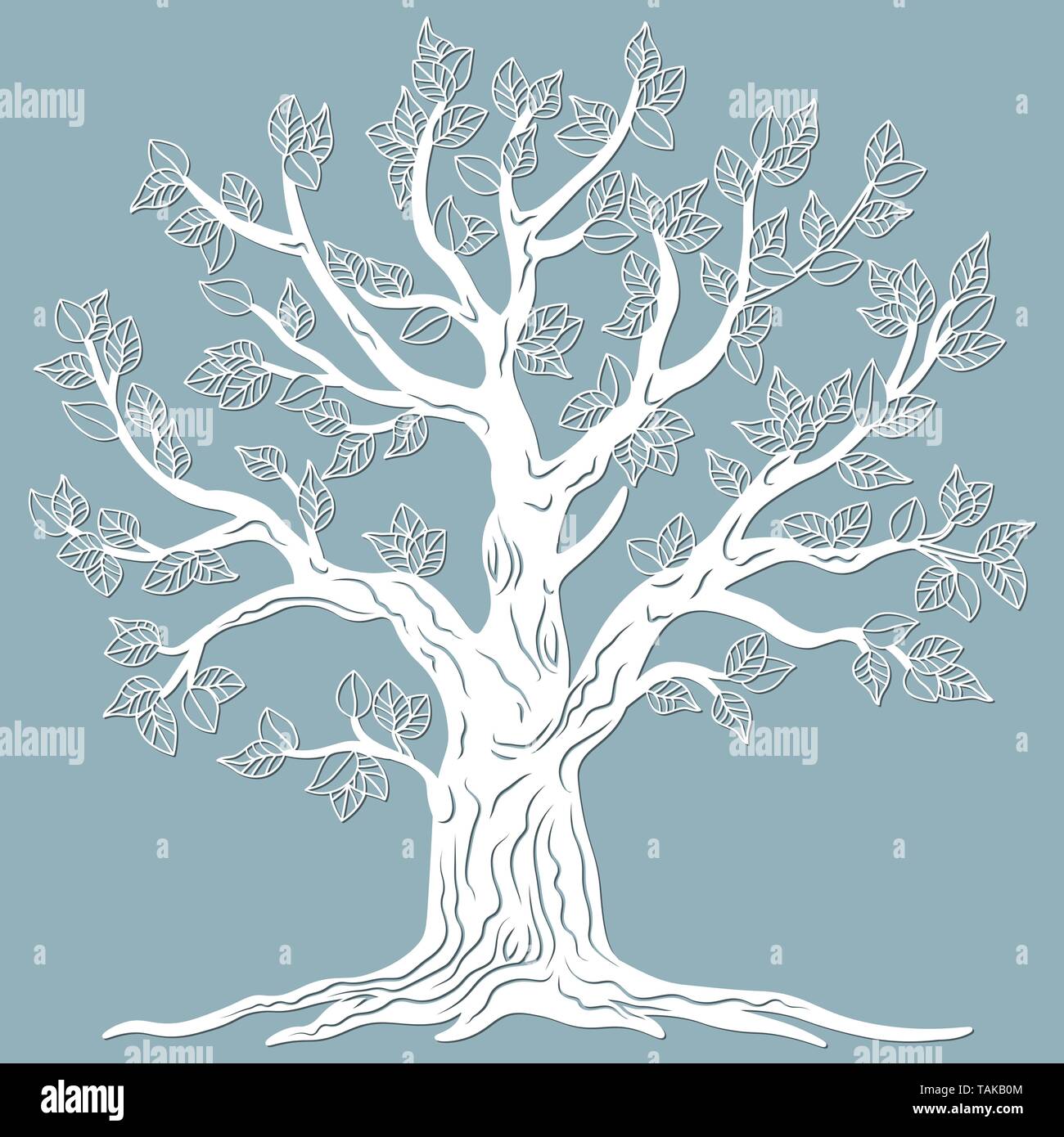 Taglio Laser. disegno vettoriale. Il taglio laser template tree. carta. taglio plotter e stampa di schermo di serigrafia. Illustrazione Vettoriale