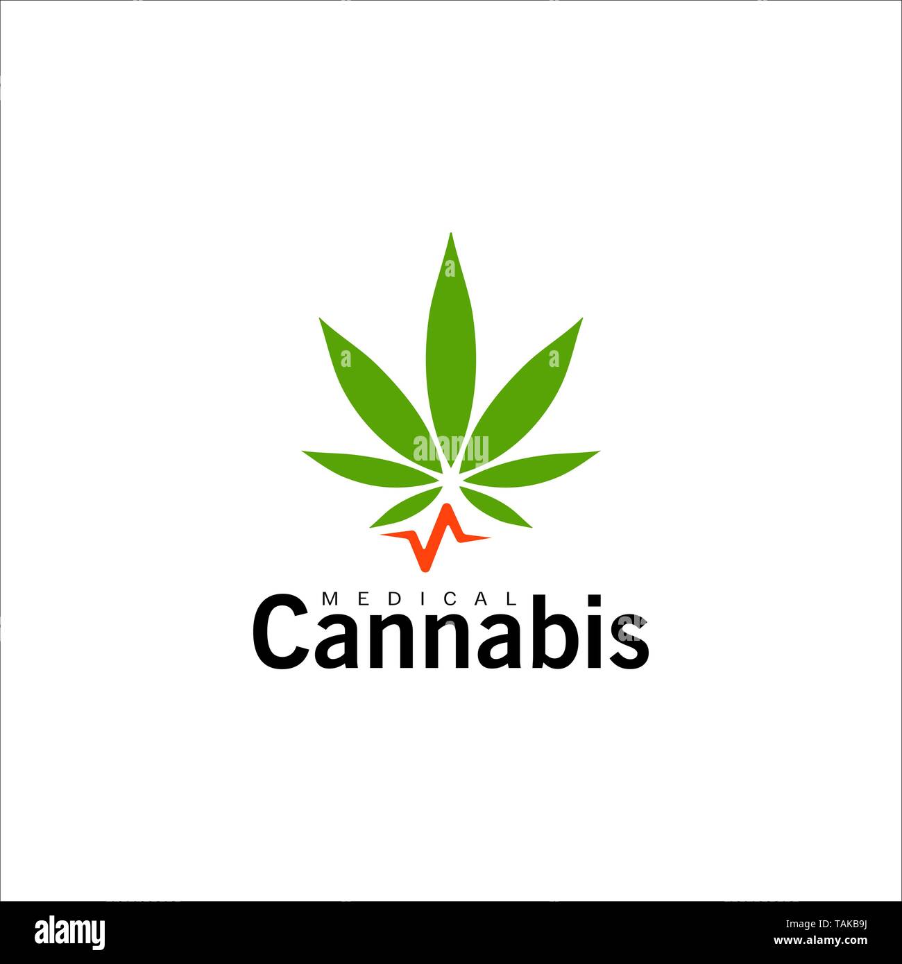 La Cannabis Medica icona. Verde foglia di canapa, simbolo di marijuana. Isolato semplice piatto modello logo. Concept design per la medicina. Vettore isolato emblema. Illustrazione Vettoriale
