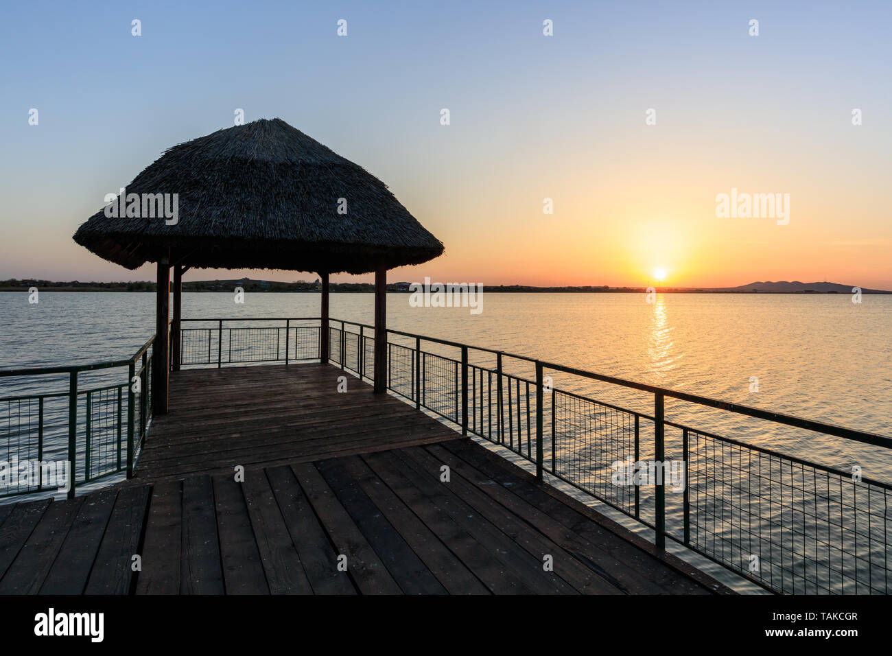 Bel tramonto nel delta del Danubio , Romania Foto Stock