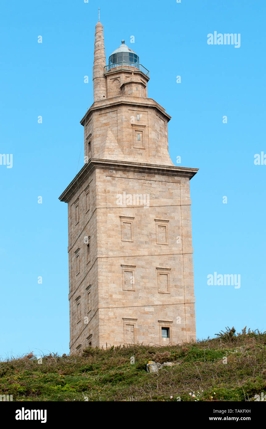 Torre di Hercules Light house A Coruña, Galizia, Spagna. Foto Stock