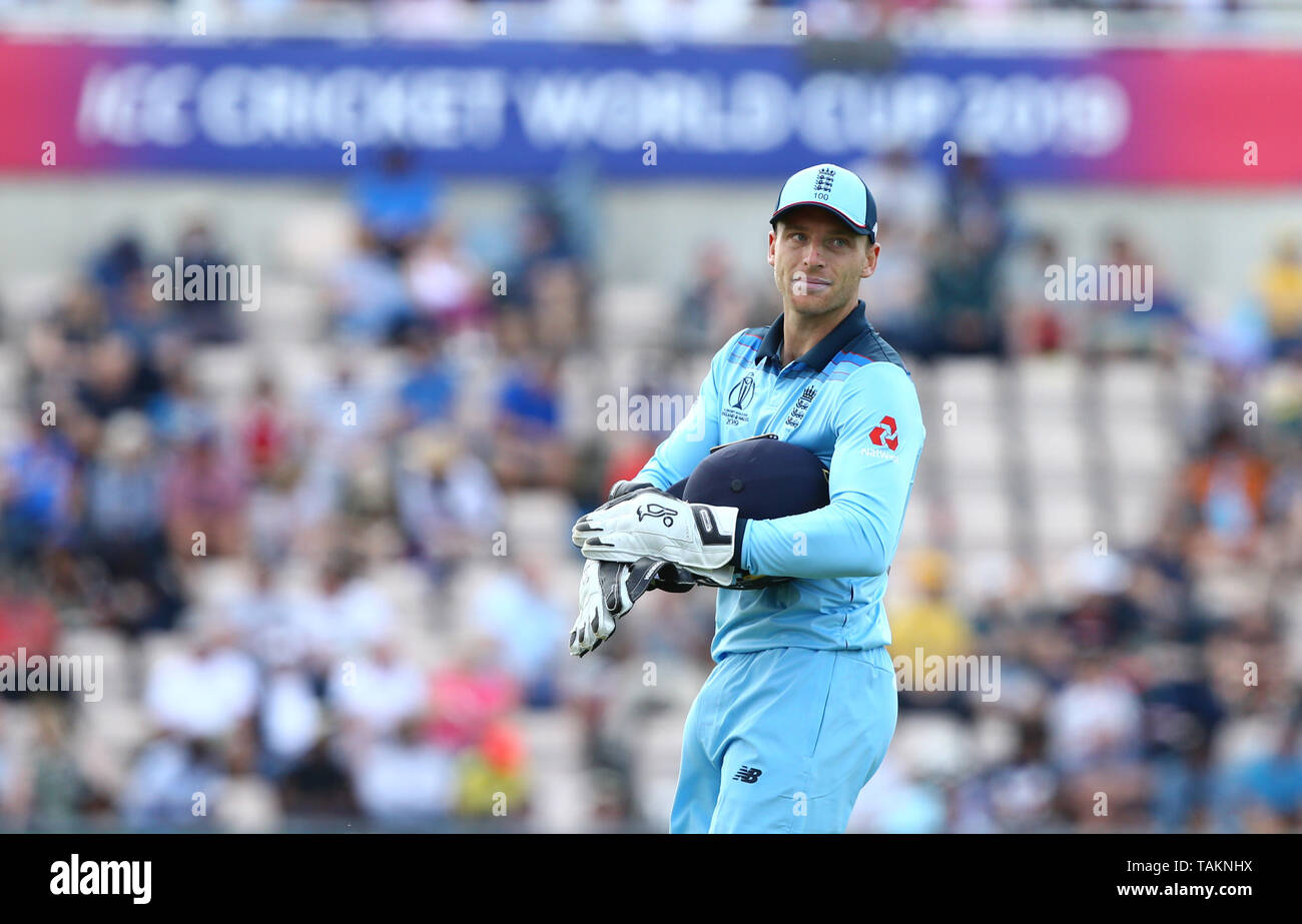 SOUTHAMPTON, Inghilterra. 25 MAGGIO 2019: Jos Buttler di Inghilterra durante l'Inghilterra v Australia, ICC Cricket World Cup warm up corrisponda al recipiente Ageas, Southampton, Inghilterra. Foto Stock