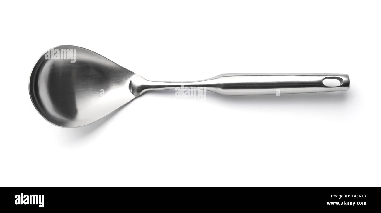 Grande cucchiaio di metallo su sfondo bianco Foto stock - Alamy