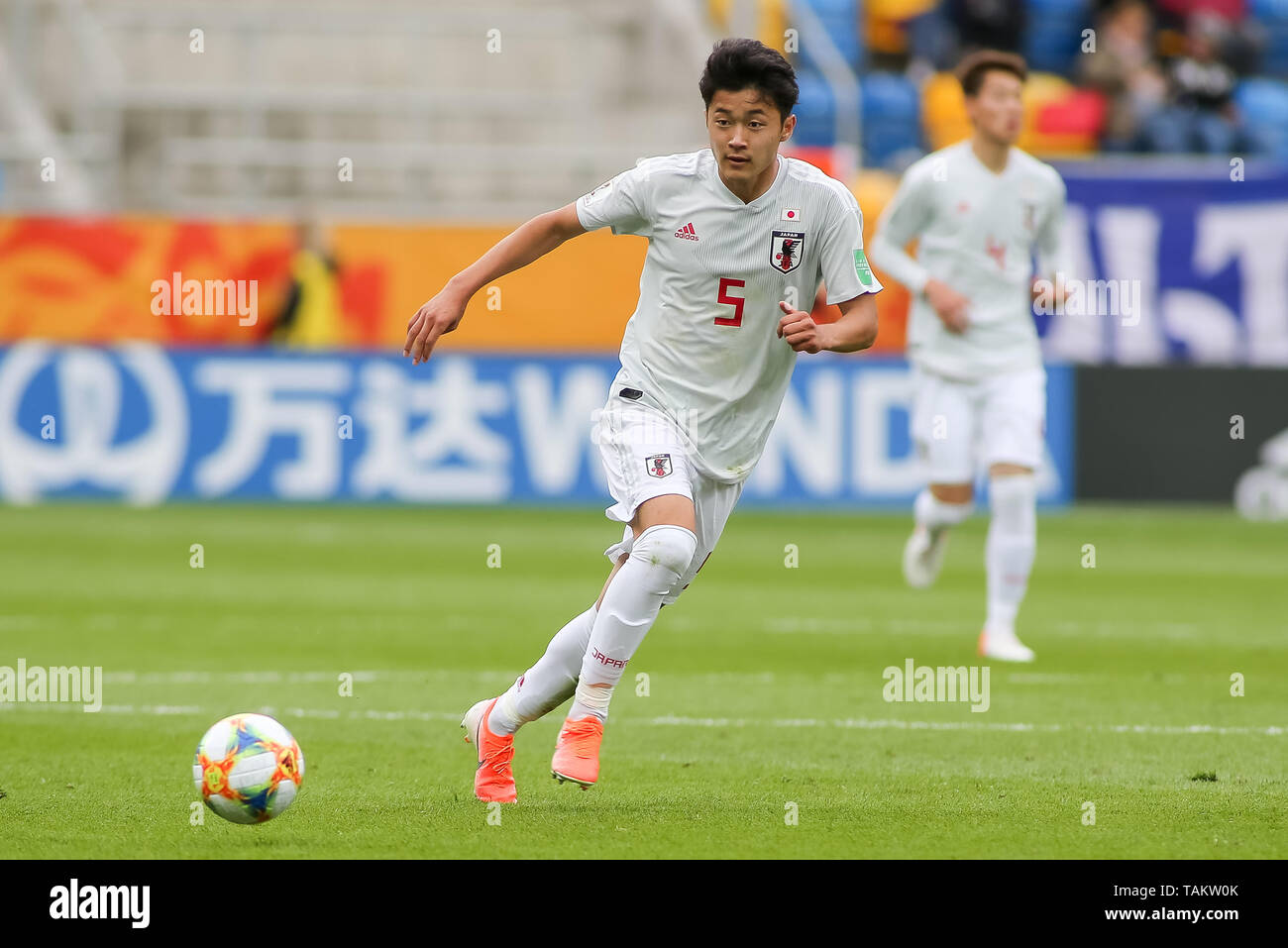 Gdynia Stadium, Gdynia, Polonia - 26 Maggio 2019: Yukinari Sugawara dal Giappone visto in azione durante la FIFA U-20 World Cup match tra il Messico e il Giappone (GRUPPO B) a Gdynia. (Punteggio finale; Messico 0:3 Giappone) Foto Stock