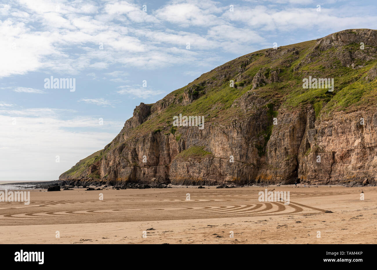Le scogliere sul lato sud di Brean Down, Somerset, Inghilterra, Regno Unito Foto Stock