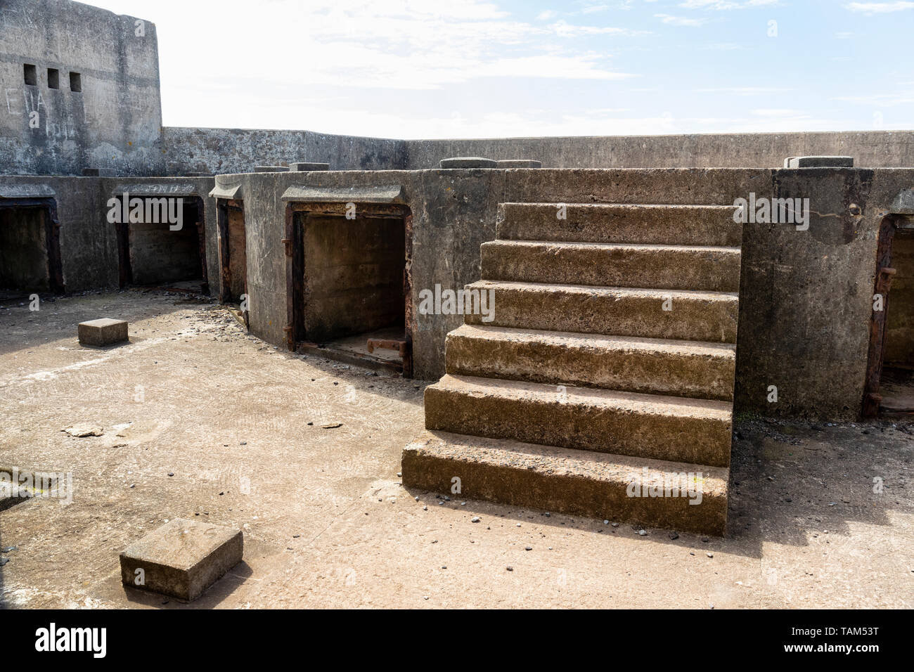 Interni di Brean Down Fort, Somerset, Inghilterra, Regno Unito Foto Stock