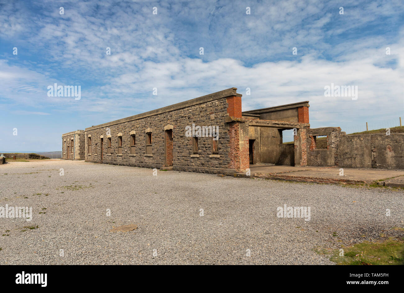 Brean Down Fort, antico punto di riferimento storico, Somerset, Inghilterra, Regno Unito Foto Stock