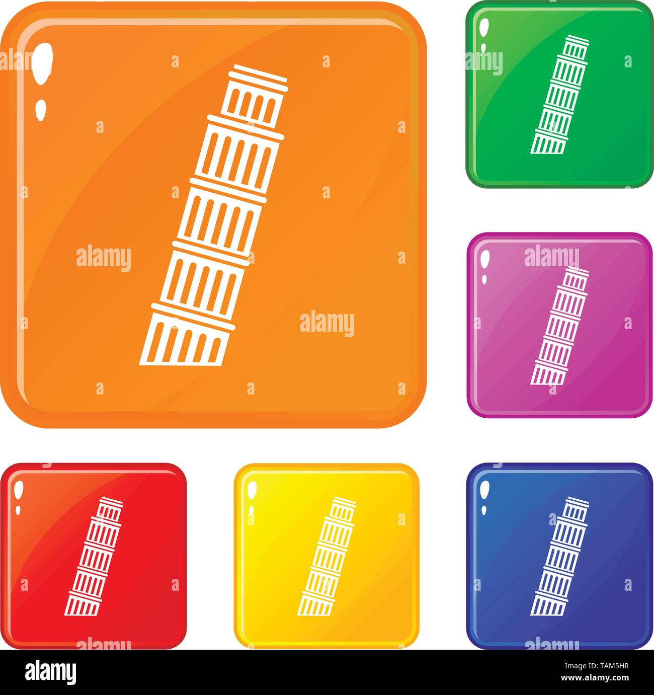 Torre di Pisa set di icone a colori del vettore Illustrazione Vettoriale