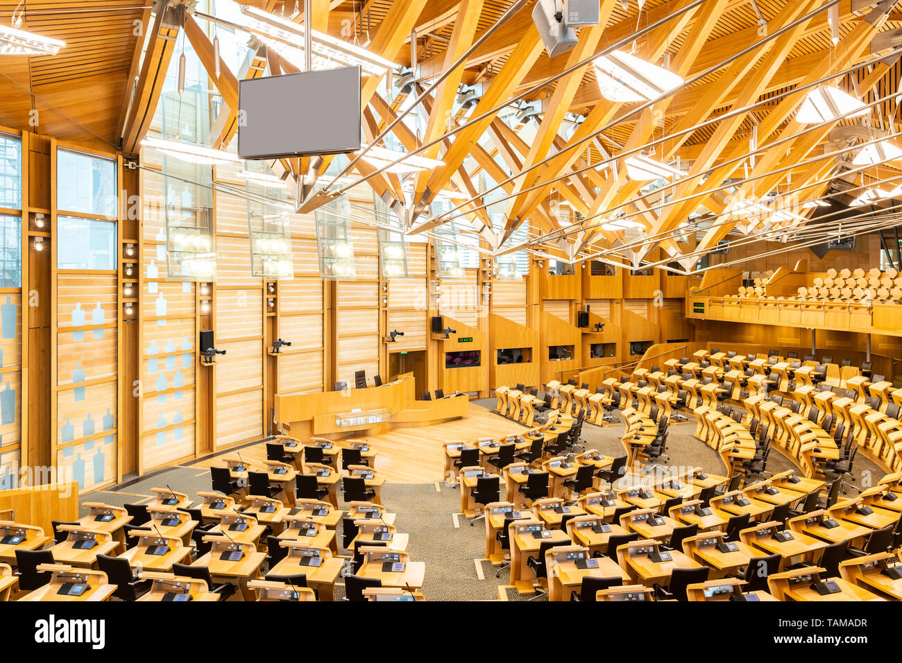 Interno del Parlamento Scozzese Edinburgh Royal Mile Scotland Regno Unito Foto Stock