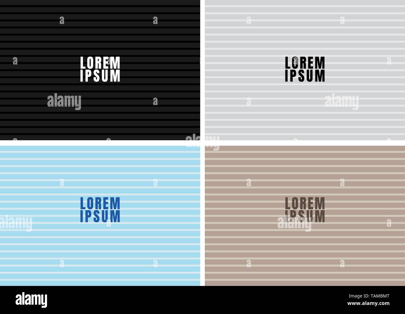 Set di nero, bianco, blu, marrone colore orizzontale linea bold pattern texture e background. Lettera in stile consiglio di amministrazione. Illustrazione Vettoriale Illustrazione Vettoriale