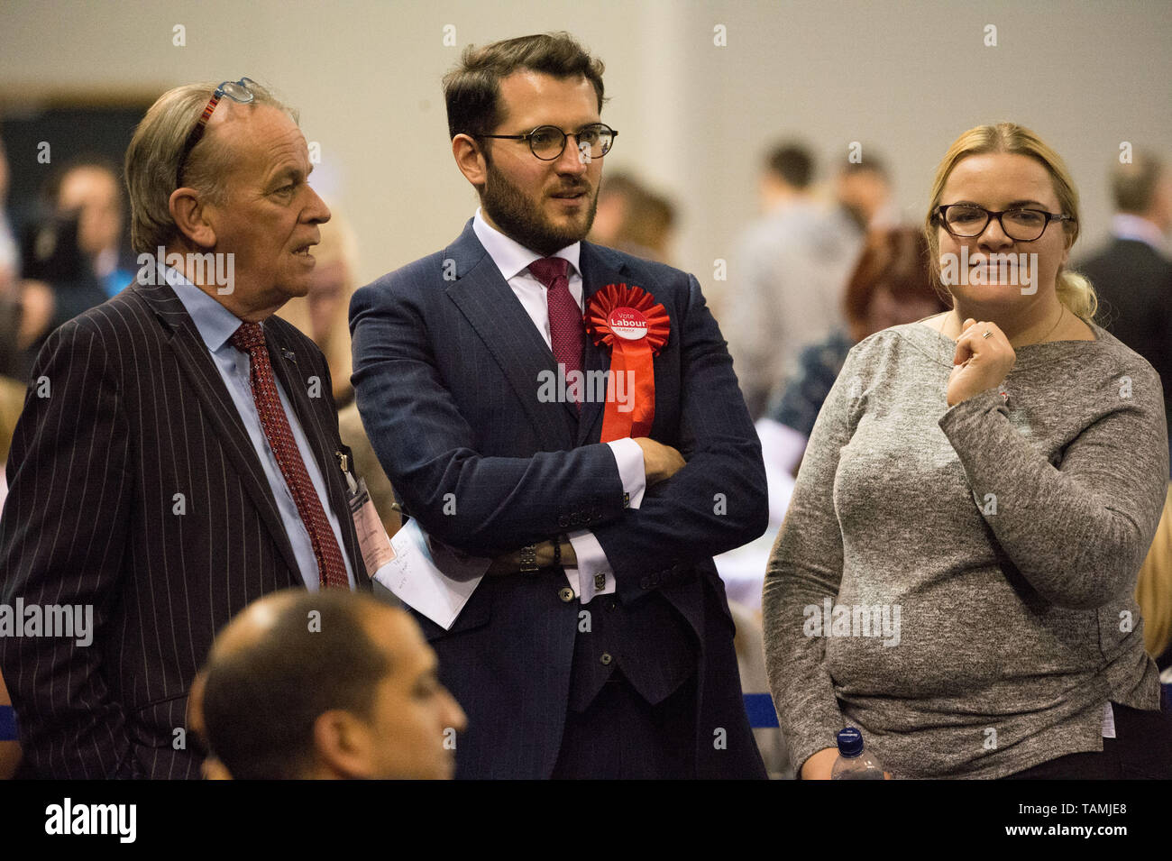 Glasgow, Regno Unito. 26 Maggio, 2019. Conteggio dei voti avviene negli Emirati Arena. Credito: Colin Fisher/Alamy Live News Foto Stock