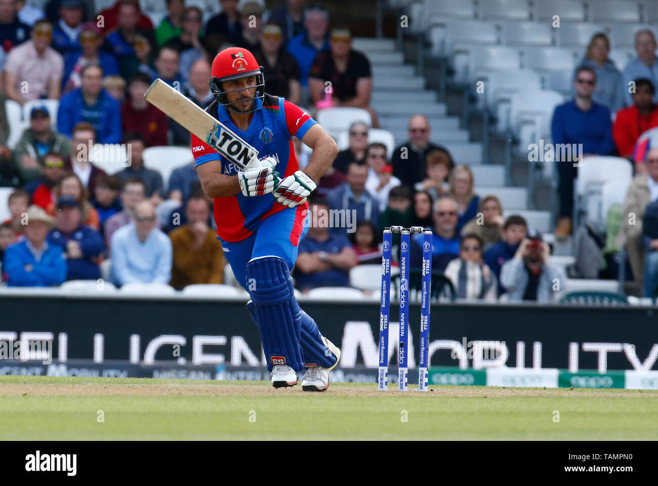 Londra, Regno Unito. 27 Maggio, 2019. Rahmat Shah di Afganistan durante ICC Cricket World Cup - Warm-up tra l'Inghilterra e l'Afghanistan al ovale Stadium di Londra il 27 maggio 2019 Credit: Azione Foto Sport/Alamy Live News Foto Stock