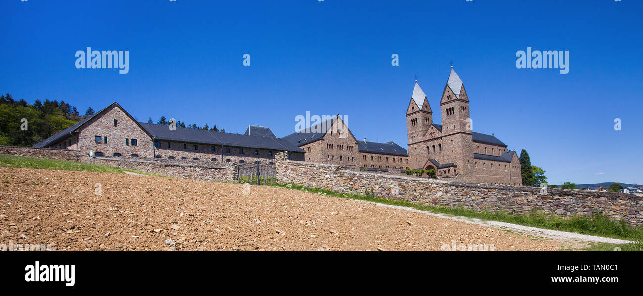 Santa Ildegarda monastero abbazia benedettina a Eibingen, Ruedesheim, sito patrimonio mondiale dell'Unesco, Valle del Reno superiore e centrale, Rheingau, Hesse, Germania Foto Stock