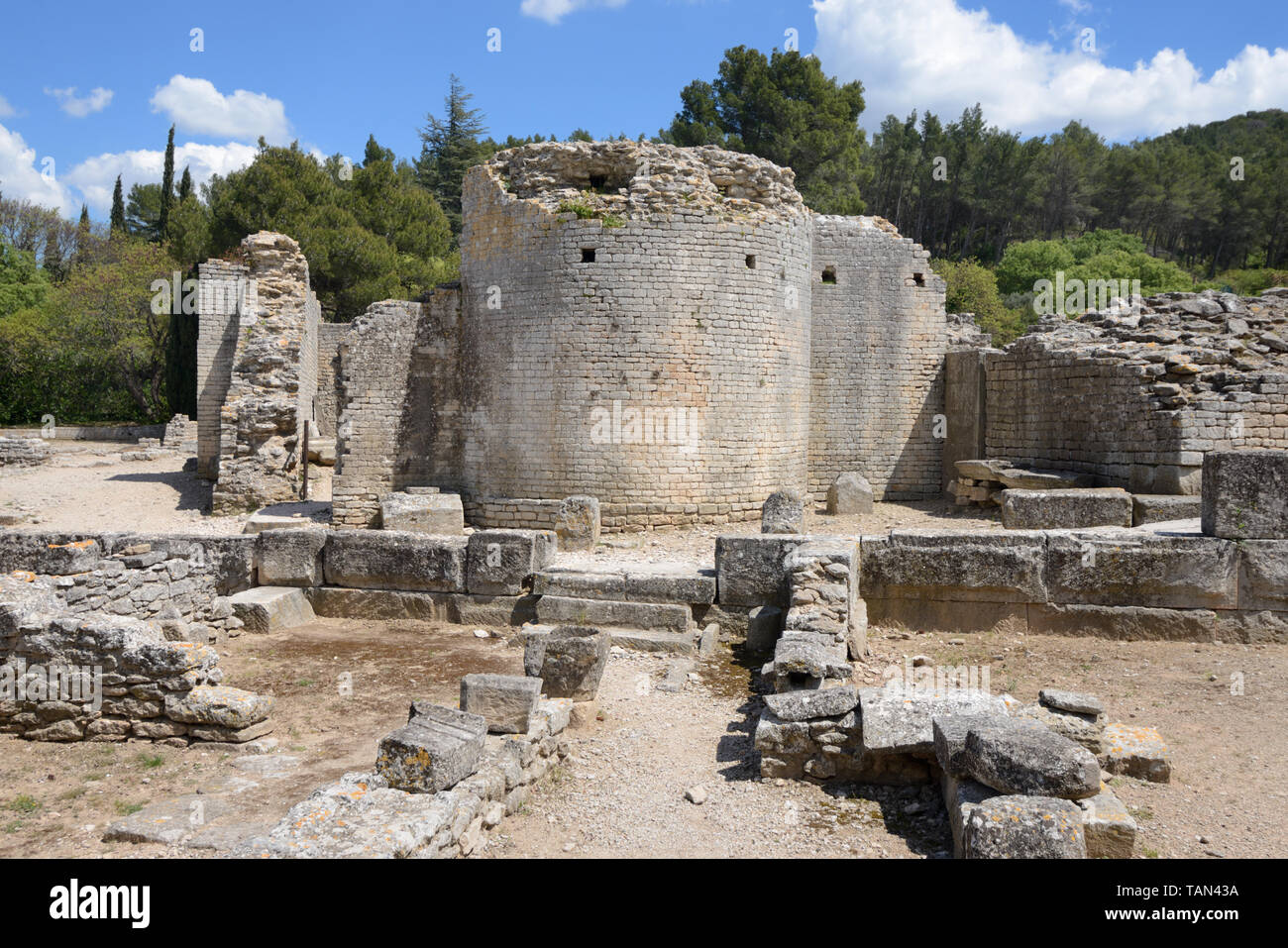Antica Basilica romana nella città bassa della antica città romana di Glanum Provence Francia Foto Stock