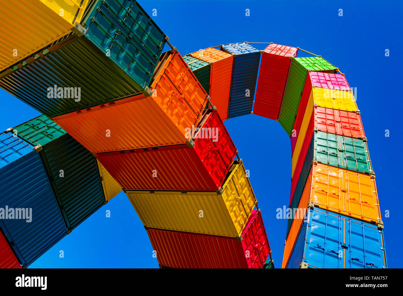 Colorati contenitori ISO Foto Stock