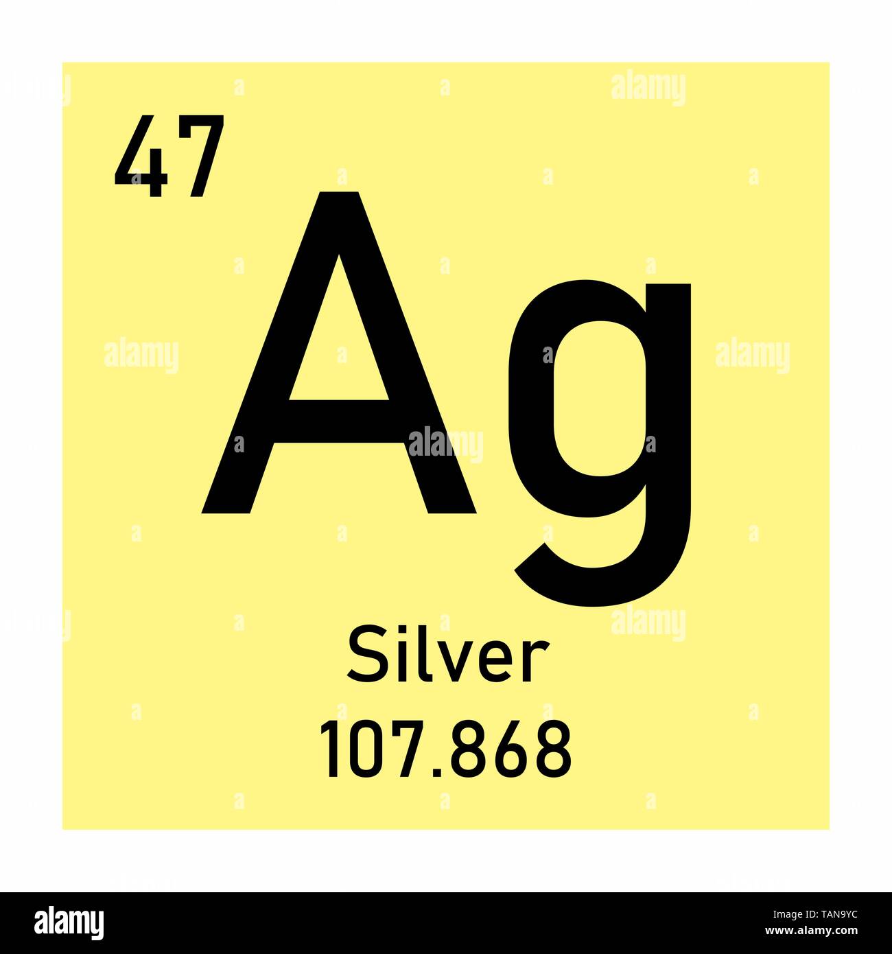 Illustrazione della tavola periodica argento simbolo chimico Illustrazione Vettoriale