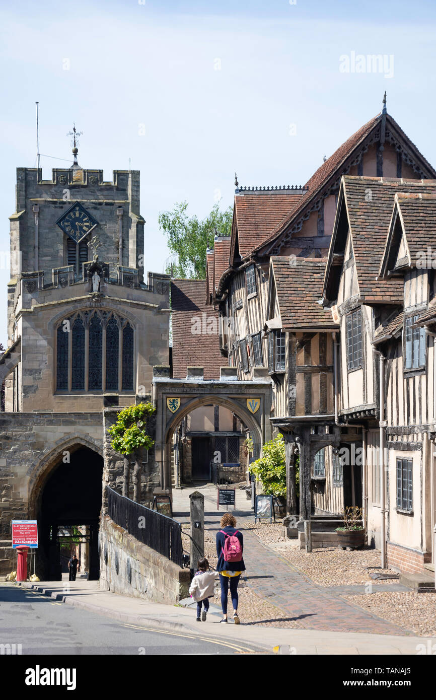 Xvi secolo Lord Leycester Hospital, High Street, Warwick, Warwickshire, Inghilterra, Regno Unito Foto Stock