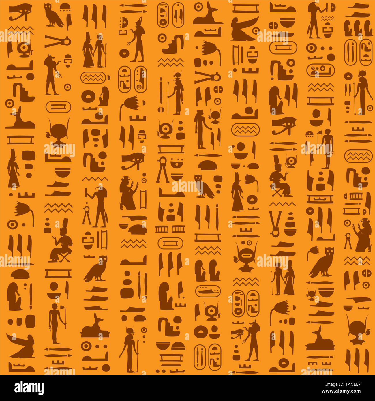 Vector seamless pattern retrò (rivestimenti) con gli antichi geroglifici egiziani e simboli. Infinite texture possono essere usati per riempimenti, pagina web backgrou Foto Stock