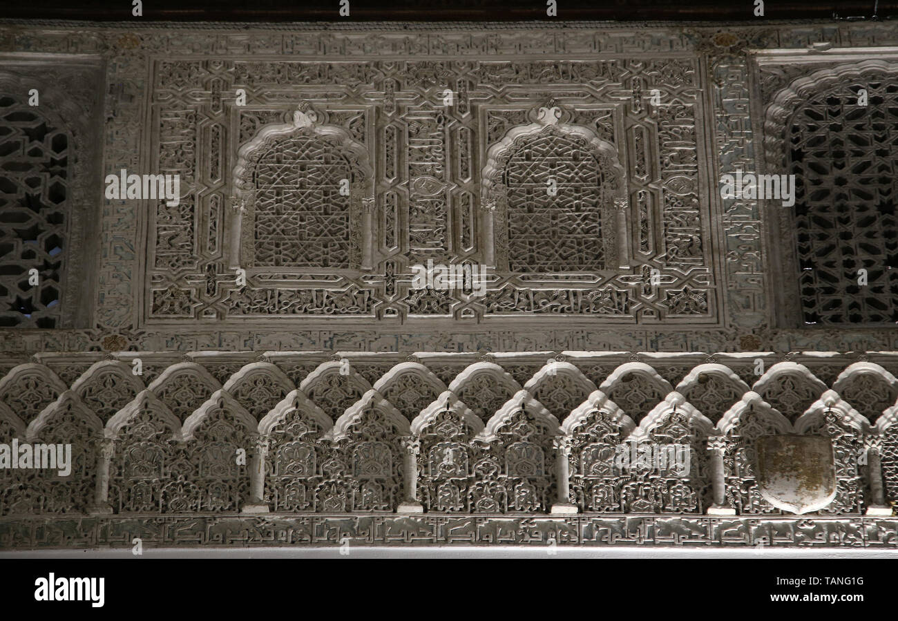 Spagna. Siviglia. Alcazar di Siviglia. Intonaco in stile mudejar. 1340. Palazzo di Giustizia. Foto Stock