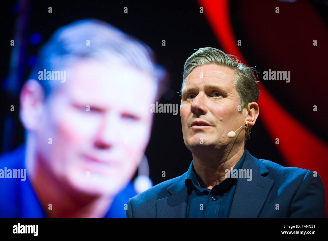 Sir Keir Starmer MP Partito laburista britannico politico e barrister parlando sul palco al Festival di Fieno Hay-on-Wye Powys Wales UK Foto Stock