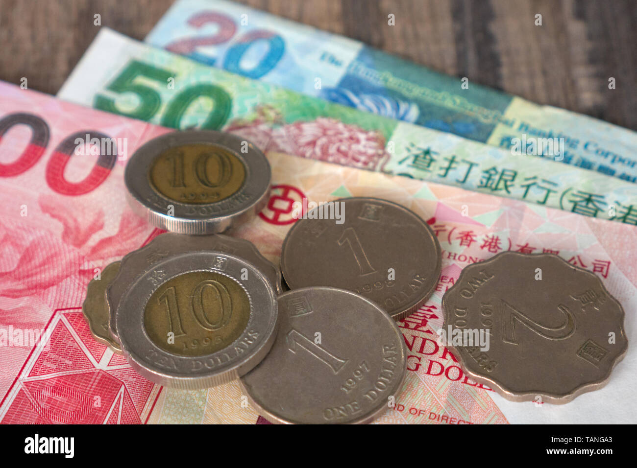 Dollaro di Hong Kong (HKD) in contanti close-up Foto Stock