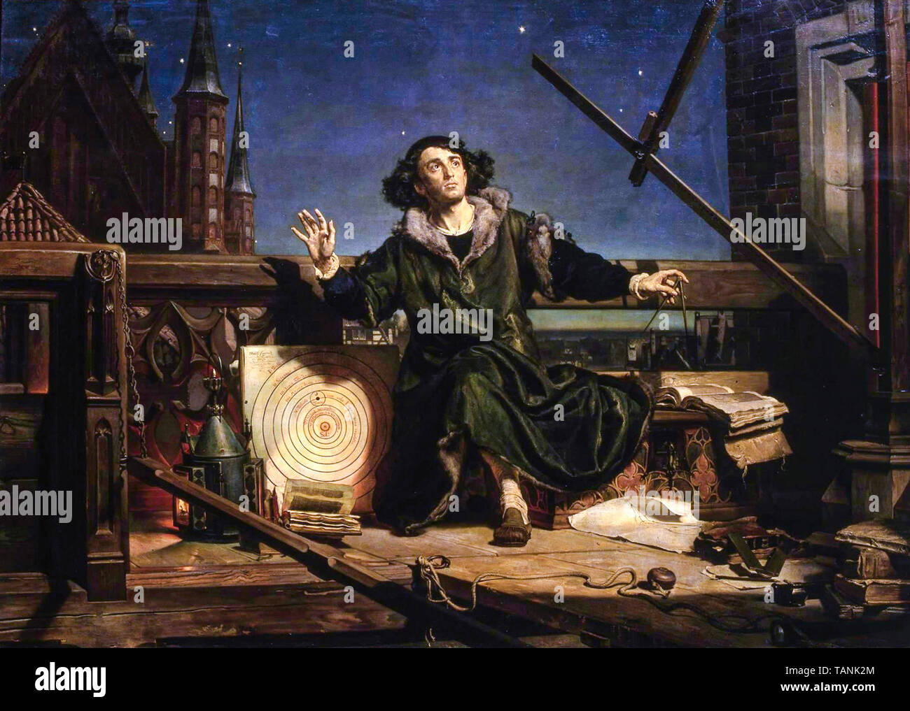 Jan Matejko, astronomo Copernico, o, conversazioni con Dio, pittura, 1872 Foto Stock