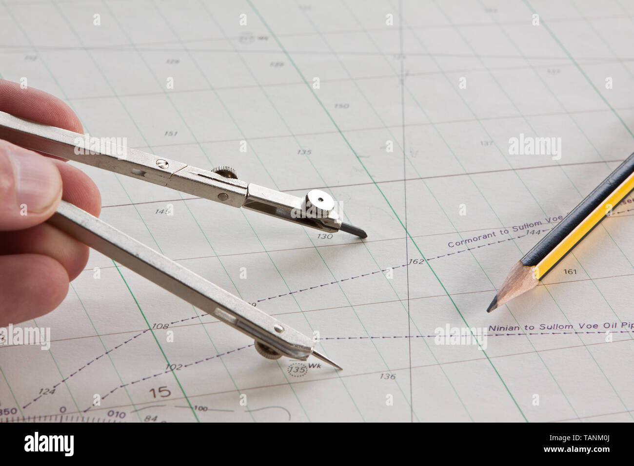 Un Shetland carta nautica mappa. Shetland è proprio al nord della Scozia, Regno Unito. Foto Stock