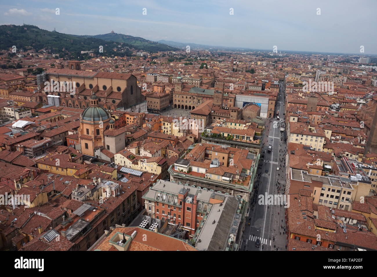 Vista dalla Torre degli Asinelli, Bologna, Italia Foto Stock