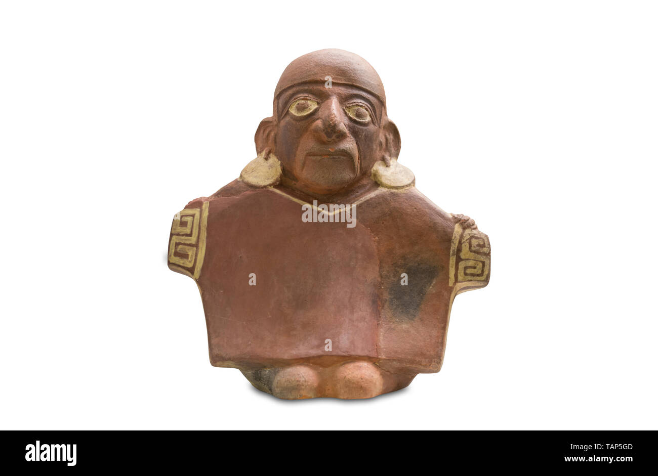 Madrid, Spagna - Settembre 8th, 2018: navi che ritraggono persone vestite con magliette. Cultura Mochica (100 BC) Perù. Museo delle Americhe, Madrid, Spagna Foto Stock