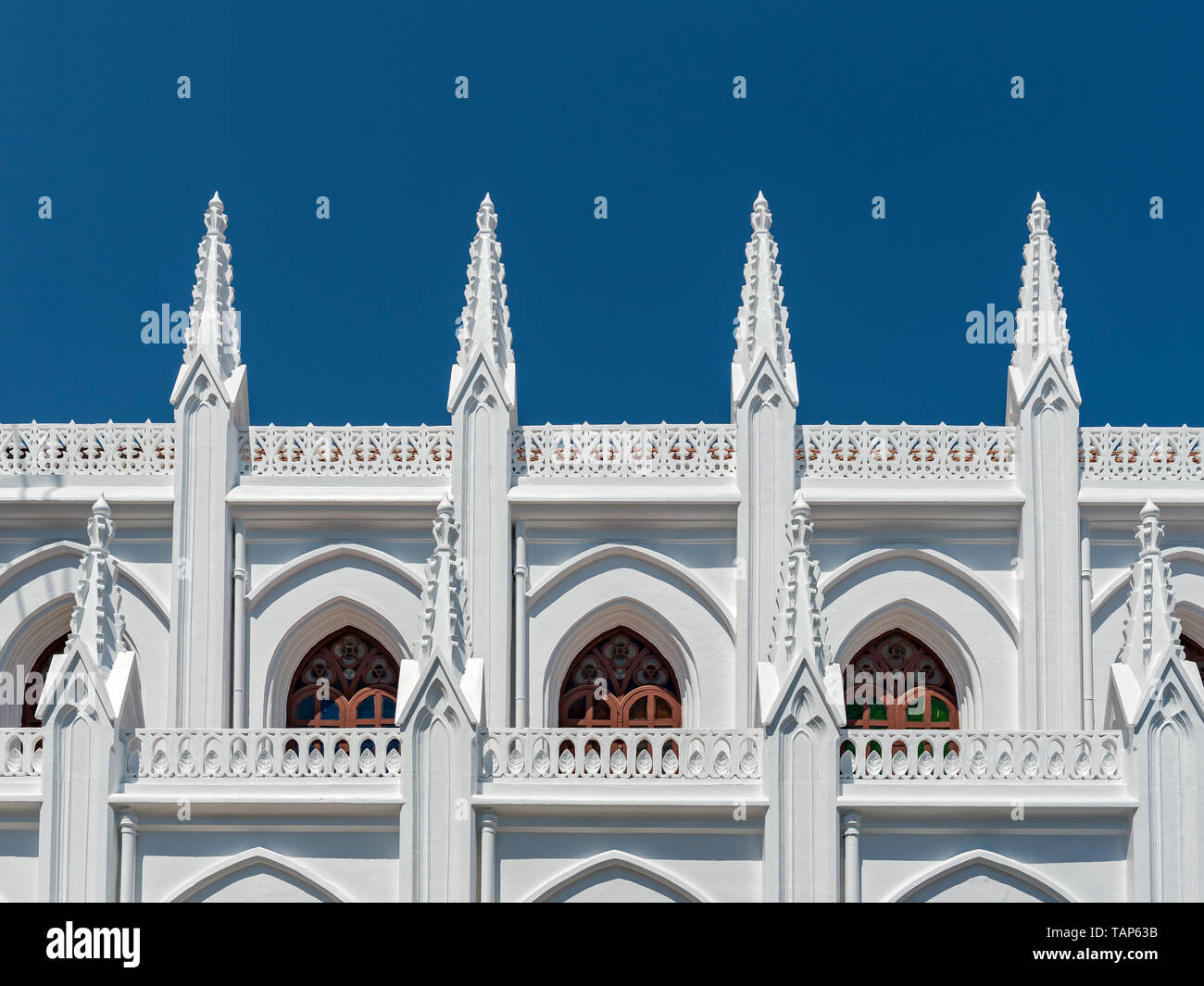 Dettagli architettonici di San Tommaso Basilica Cattedrale (San Thome chiesa), Chennai, India Foto Stock