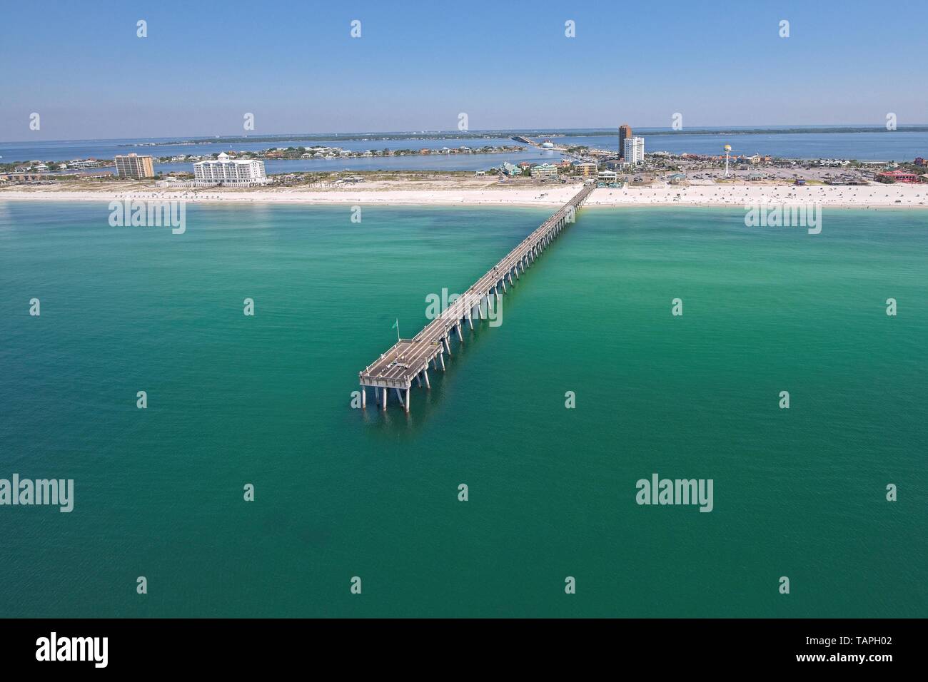 Una veduta aerea di Pensacola Beach, Florida, Stati Uniti d'America Foto Stock