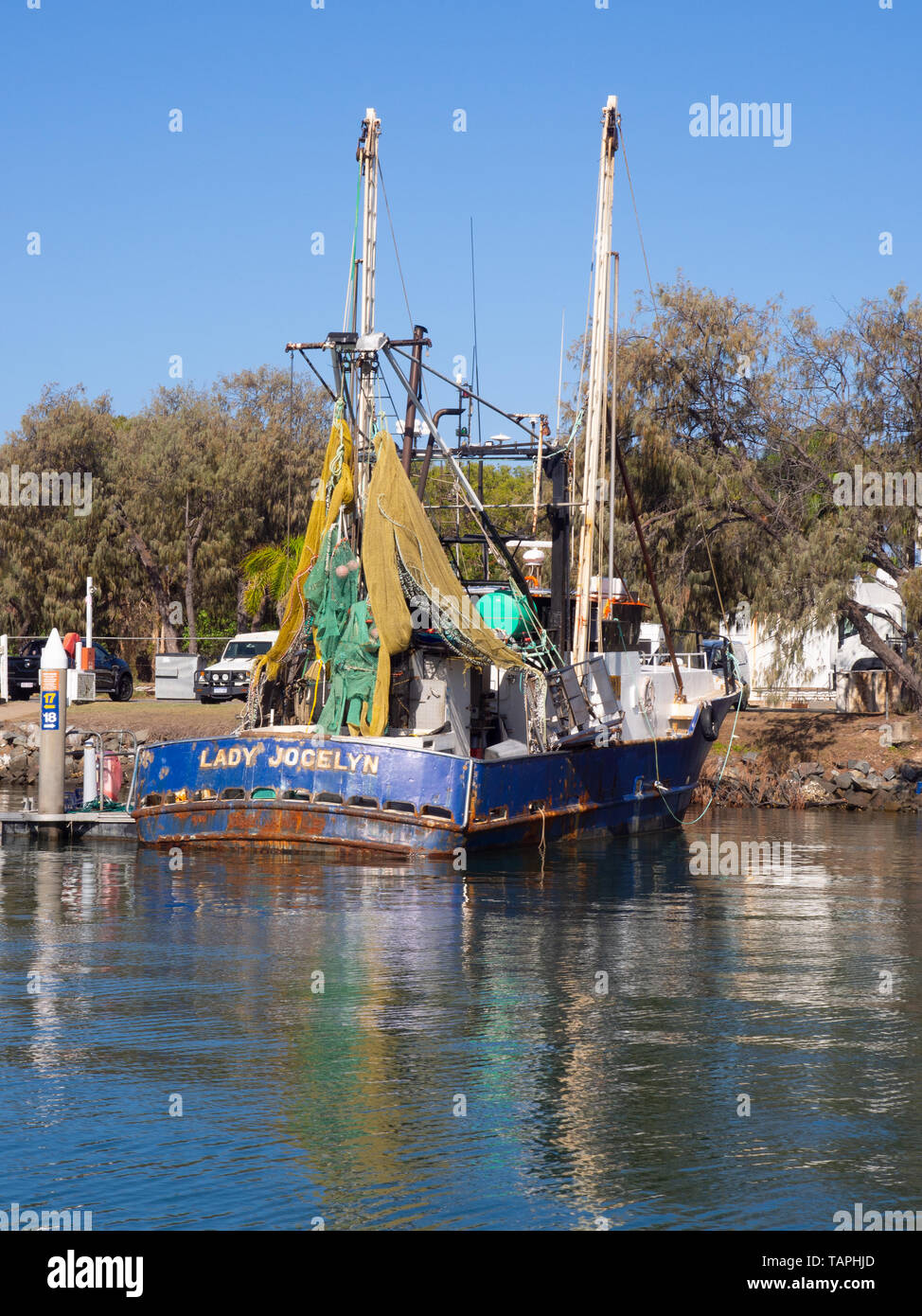 Vecchia barca da pesca chiamato Lady Jocelyn Foto Stock