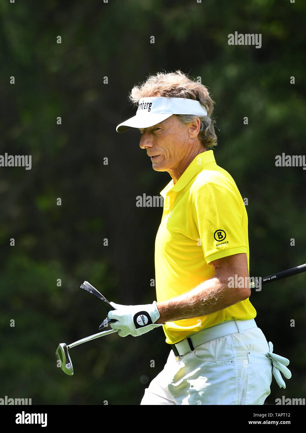 Rochester, NY, STATI UNITI D'AMERICA. 26 Maggio, 2019. Bernhard Langer durante il round finale a giocare al 2019 KitchenAid Senior PGA Championship a Oak Hill East campo da golf a Oak Hill Country Club a Rochester, New York. Foto di Alan Schwartz/Cal Sport Media/Alamy Live News Foto Stock